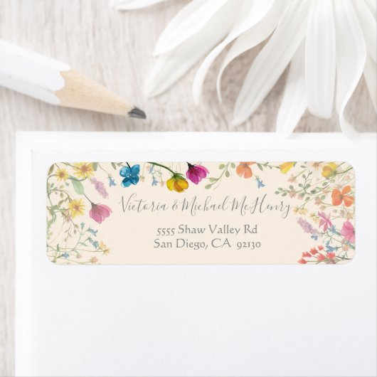 Adres voor terugkeer Wildflower Boho Floral Garden Etiket (Insitu)