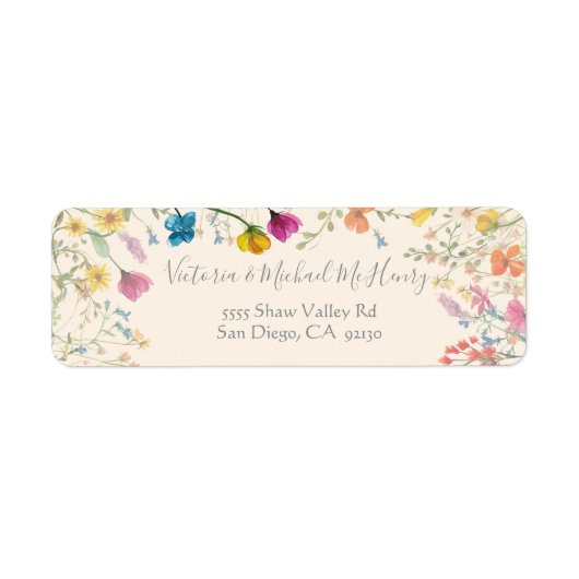 Adres voor terugkeer Wildflower Boho Floral Garden Etiket (Voorkant)