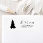 Adres voor zwarte en witte kerstbomen etiket (Insitu)