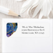 Adres waterverf Blue Ombre Gold Agate Etiket (Insitu)