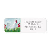 Adres waterverf Chicken and Poppies Etiket (Voorkant)