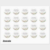 Adres waterverf Floral & Foliage Wedding Return Ronde Sticker (Vel)
