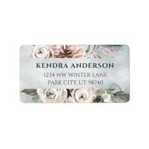 Adres waterverf Flowers Etiket