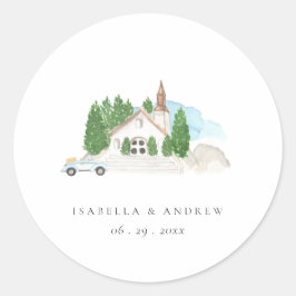 Adres Waterverf House Wedding Ronde Sticker