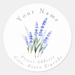 Adres Waterverf Lavender Bouquet Ronde Sticker