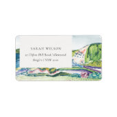 Adres Waterverf levendige bergkapje blush Etiket (Voorkant)