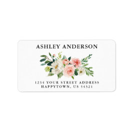 Adres waterverf Pink Floral en Greenery Etiket