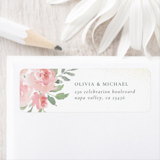 Adres waterverf Roos Elegant Return Etiket (Insitu)