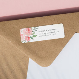 Adres waterverf Roos Elegant Return Etiket