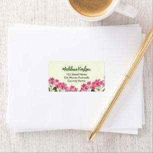 Adres Waterverf Roze Hydrangea Lacecaps Etiket