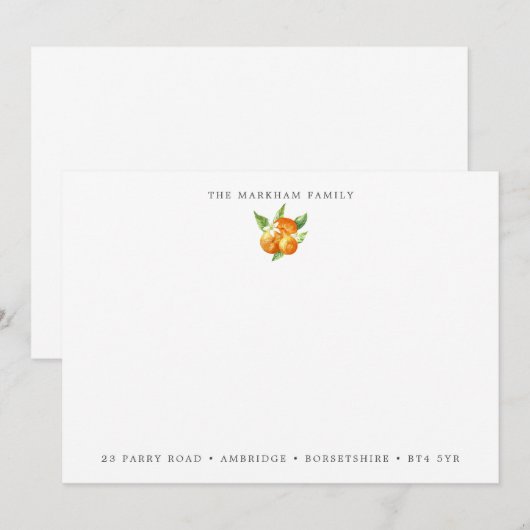 Adres waterverf Sinaasappels Notitiekaartje (Voorkant / Achterkant)