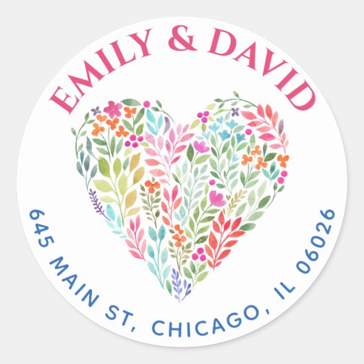 Adres waterverf Spring Flowers Ronde Sticker (Voorkant)