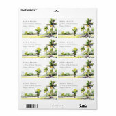 Adres Waterverf Tropical Coastal Palm Trees Etiket (Full Sheet)