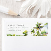 Adres Waterverf Tropical Coastal Palm Trees Etiket (Insitu)