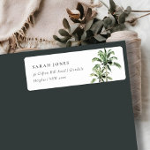 Adres Waterverf Tropische handpalm bomen Etiket