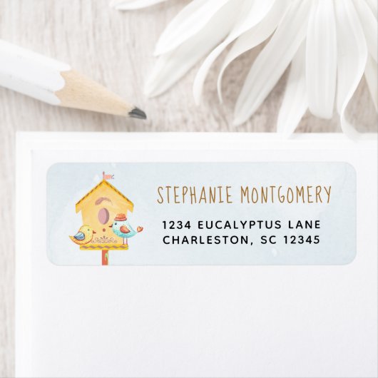 Adres Waterverf vogelstand Etiket (Insitu)