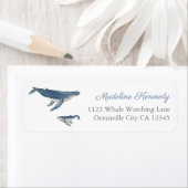 Adres waterverf walvis mam en Baby Etiket (Insitu)