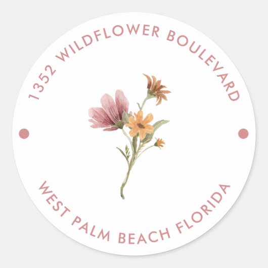 Adres waterverf Wildbloem Baby shower Ronde Sticker (Voorkant)