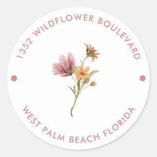 Adres waterverf Wildbloem Baby shower Ronde Sticker