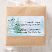 Adres waterverf Winter Pine Trees Etiket (Insitu)