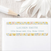 Adres waterverf Yellow Floral Return Etiket (Insitu)