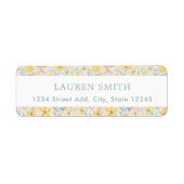 Adres waterverf Yellow Floral Return Etiket (Voorkant)