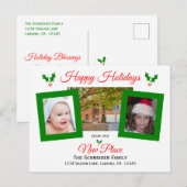 Adres wijzigen Christmas Kaart Holly en foto's (Voorkant / Achterkant)