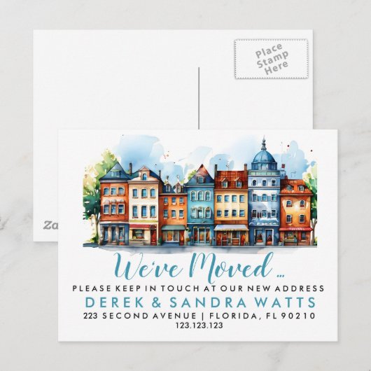 Adres wijzigen dat we zijn verhuisd aankondigingskaart (Voorkant / Achterkant)