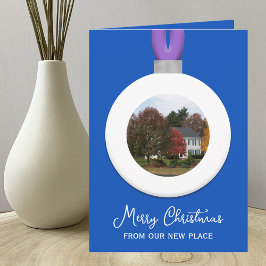 Adres wijzigen Kerstfoto Ornament Sapphire Feestdagen Kaart