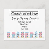 Adres wijzigen kleurrijke straat nieuw huis aankondigingskaart (Voorkant)