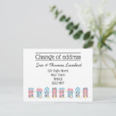 Adres wijzigen kleurrijke straat nieuw huis aankondigingskaart (Staand voorkant)