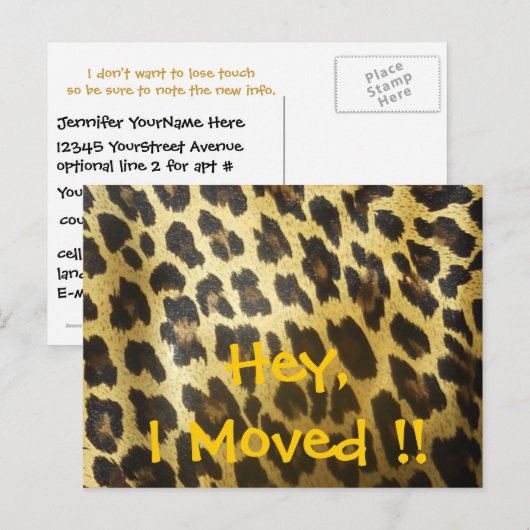 Adres wijzigen Leopard Print Aankondigingskaart (Voorkant / Achterkant)