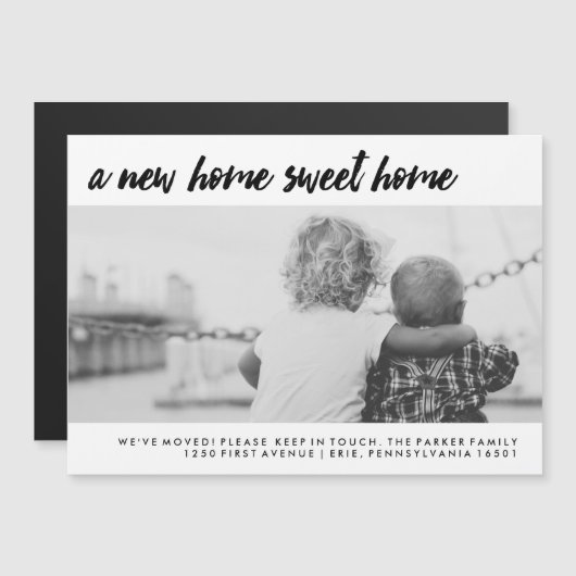 Adres wijzigen | Moderne familiefoto Magnetische Uitnodiging (Voorkant / Achterkant)
