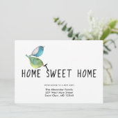 Adres wijzigen Schattige Birds Home Sweet Home Aankondiging (Staand voorkant)