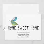 Adres wijzigen Schattige Birds Home Sweet Home Aankondiging (Voorkant / Achterkant)