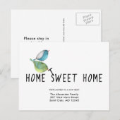 Adres wijzigen Schattige Birds Home Sweet Home Aankondigingskaart (Voorkant / Achterkant)