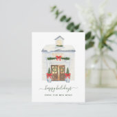 Adres wijzigen | Snowy-kersthuis Feestdagenkaart (Staand voorkant)