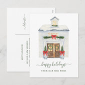 Adres wijzigen | Snowy-kersthuis Feestdagenkaart (Voorkant / Achterkant)