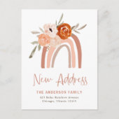 Adres wijzigen | Terracotta Boho Rainbow Floral Briefkaart (Voorkant)
