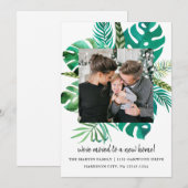 Adres wijzigen Tropical Leaves Foto Aankondiging (Voorkant / Achterkant)