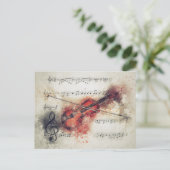 Adres wijzigen Waterverf Violin Sheet Muziek Briefkaart (Staand voorkant)