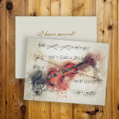 Adres wijzigen Waterverf Violin Sheet Muziek Briefkaart
