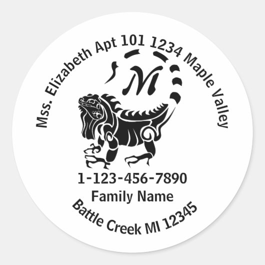 Adres Wild Iguana Family Ronde Sticker (Voorkant)