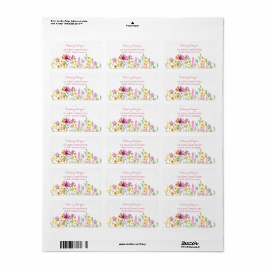  adres wilde bloemen etiket (Full Sheet)