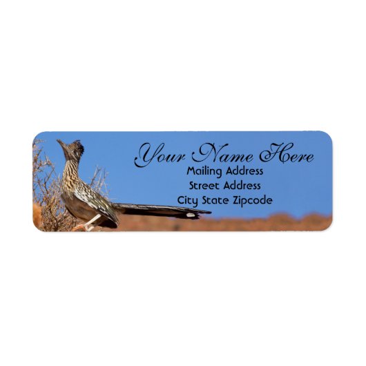 Adres woestijnroadrunner etiket (Voorkant)