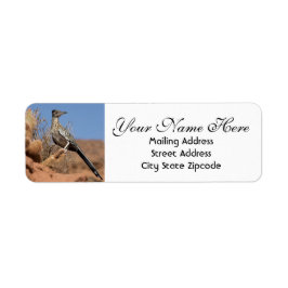 Adres woestijnroadrunner etiket