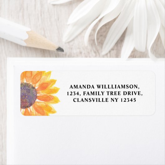 Adres zonnebloem etiket (Insitu)