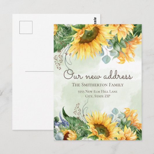 Adres: Zonnebloemen Griekenland Briefkaart (Voorkant / Achterkant)