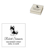 Adres zwart-wit Husky Puppy Dog Rubberstempel (Gestempeld)