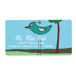 Adresetiket, Leuke vogel en boom Etiket